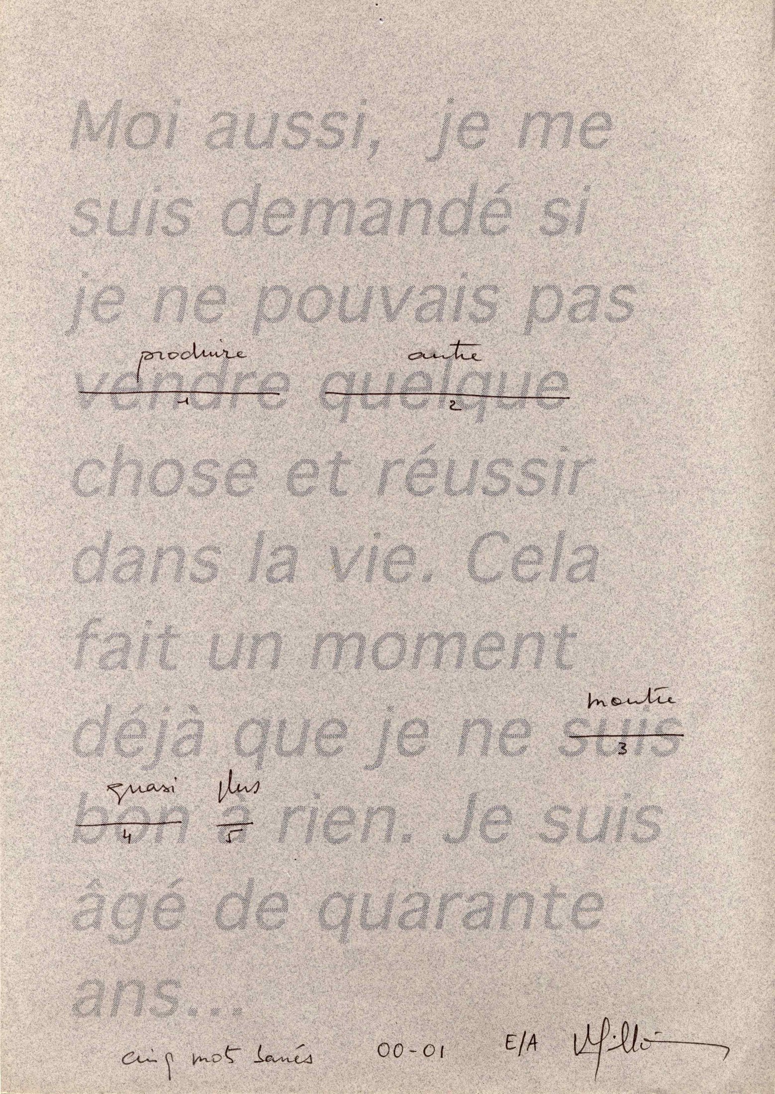 Cinq mots barrés à M.B.