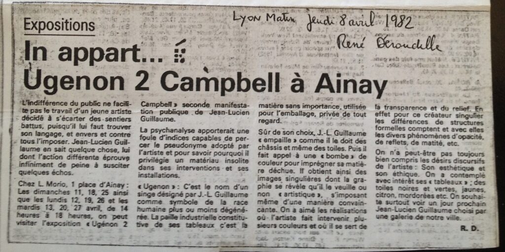 Réné Déroudille, Lyon Matin, 8/4/1982